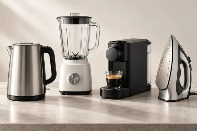 Electric kettle, blender, coffee machine and clothes iron