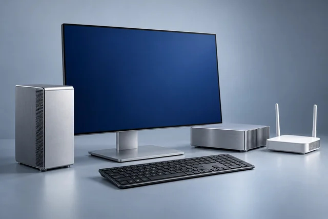 Desktop computer, monitor and external storage equipment